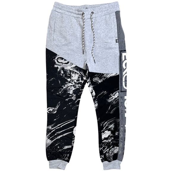 Ecko Unltd Men's Sweatpants Marble Coloblock Panel Stitched Fleece Jogger - Picture 1 of 5
